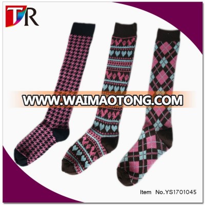 2016 Popular Houndstooth slim fit boot socks custom ladies long socks